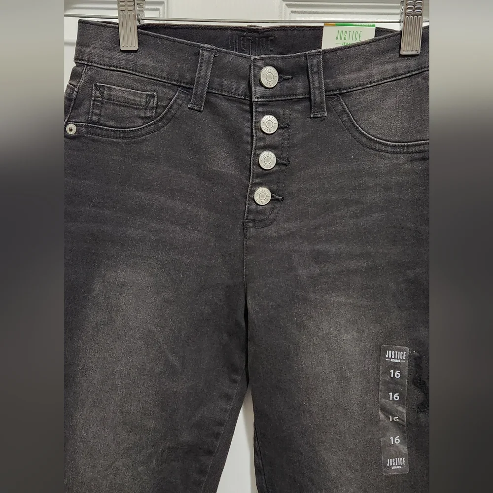 NWT Justice girl's black high rise jeggings size 16